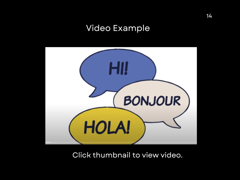 A thumnail image for a video that greets users in three languages: Hi, Bonjour, and Hola!

https://www.youtube.com/watch?v=9AXWRVU8NgM